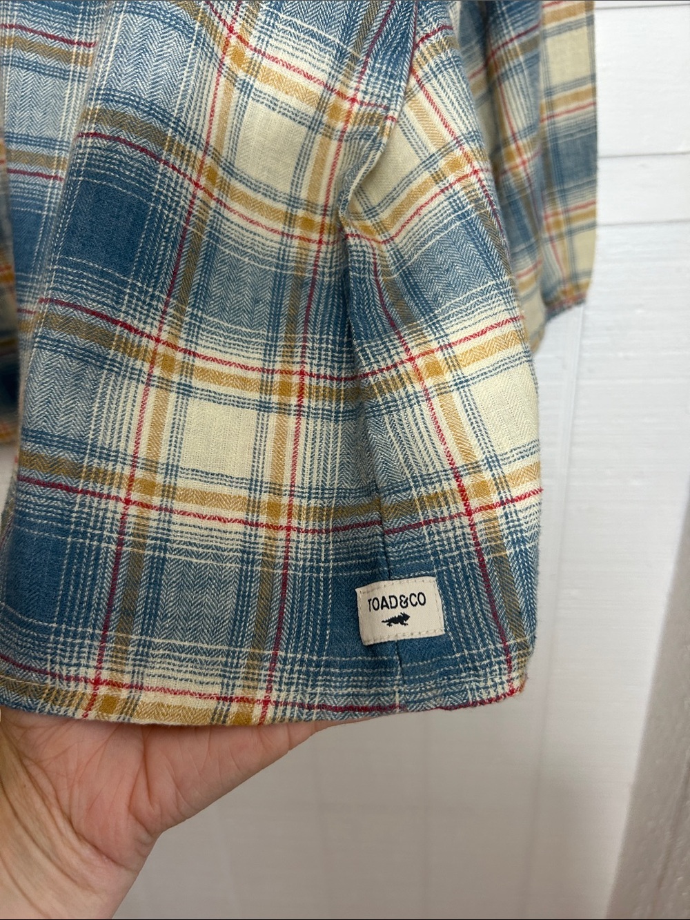 Toad&Co Blue and Cream Plaid Peasant Tunic size Large - Picture 4 of 8